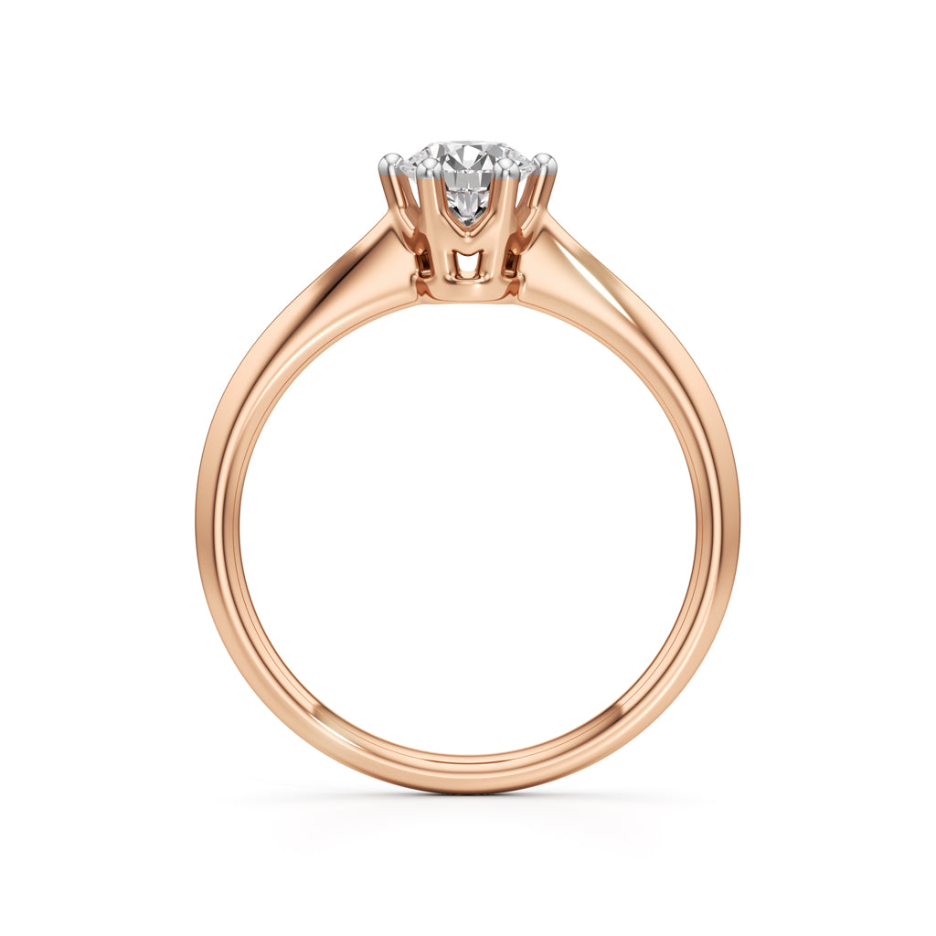 Crystellea 050Ct Six Prong Round Cut Solitaire Ring