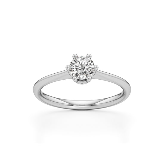 Crystellea 050Ct Six Prong Round Cut Solitaire Ring