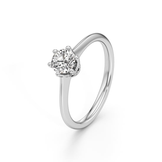 Crystellea 050Ct Six Prong Round Cut Solitaire Ring
