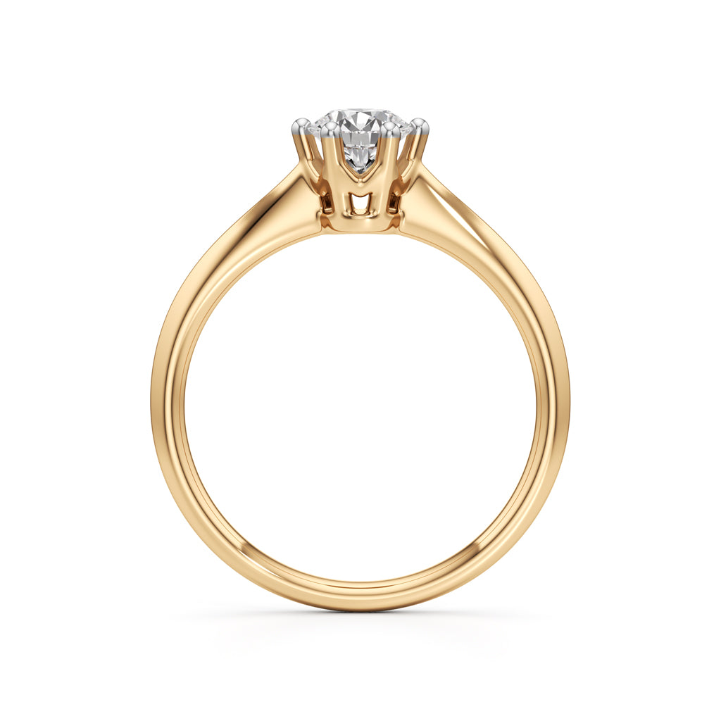 Crystellea 050Ct Six Prong Round Cut Solitaire Ring
