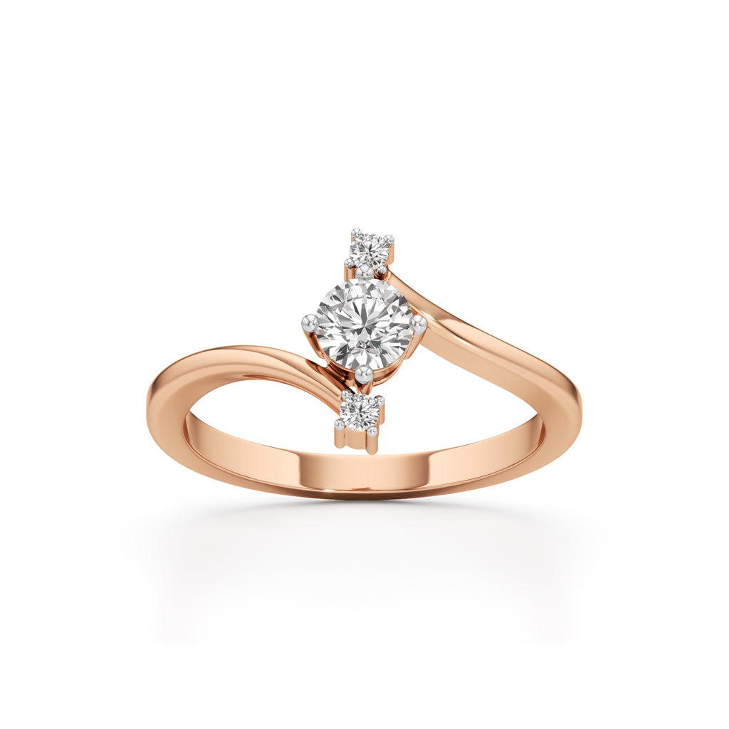 Deliraine 025Ct Bypass Round Cut Delicate Ring