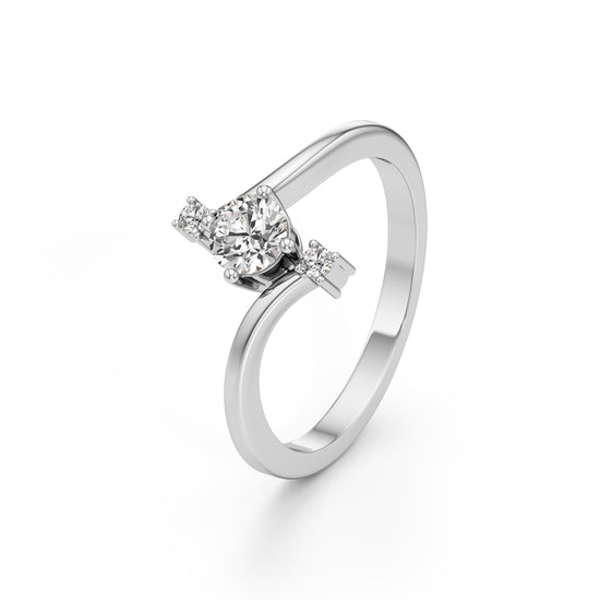 Deliraine 025Ct Bypass Round Cut Delicate Ring