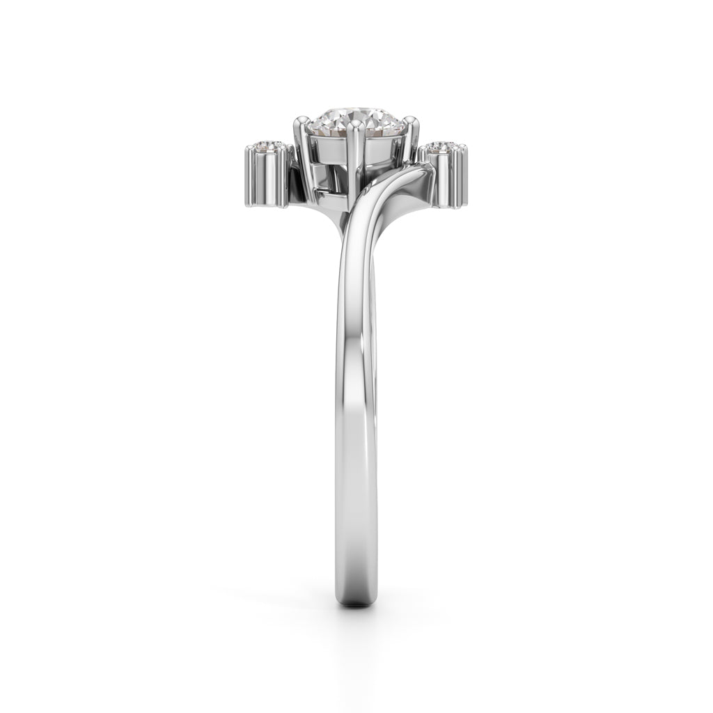 Deliraine 025Ct Bypass Round Cut Delicate Ring