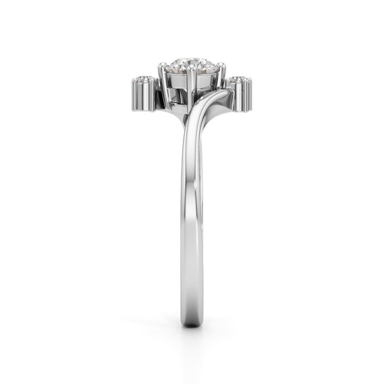 Deliraine 025Ct Bypass Round Cut Delicate Ring