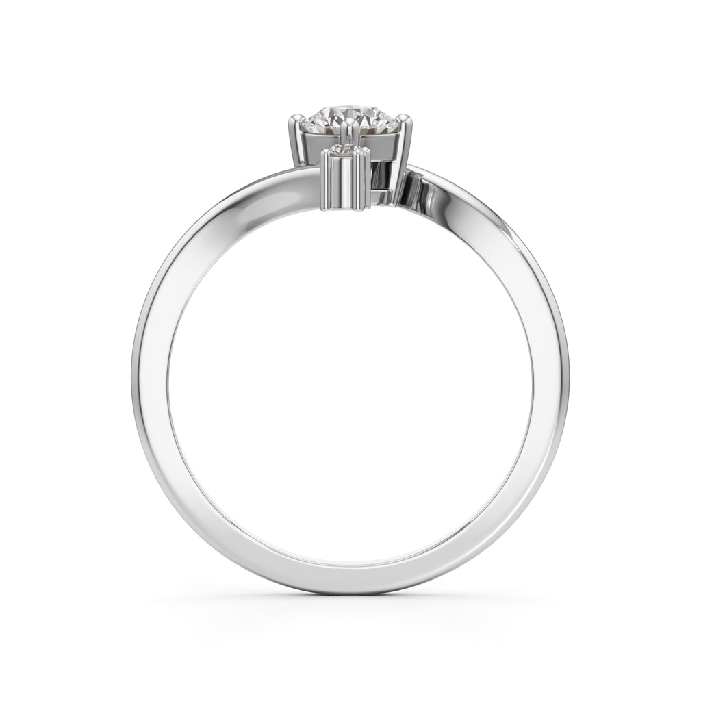 Deliraine 025Ct Bypass Round Cut Delicate Ring