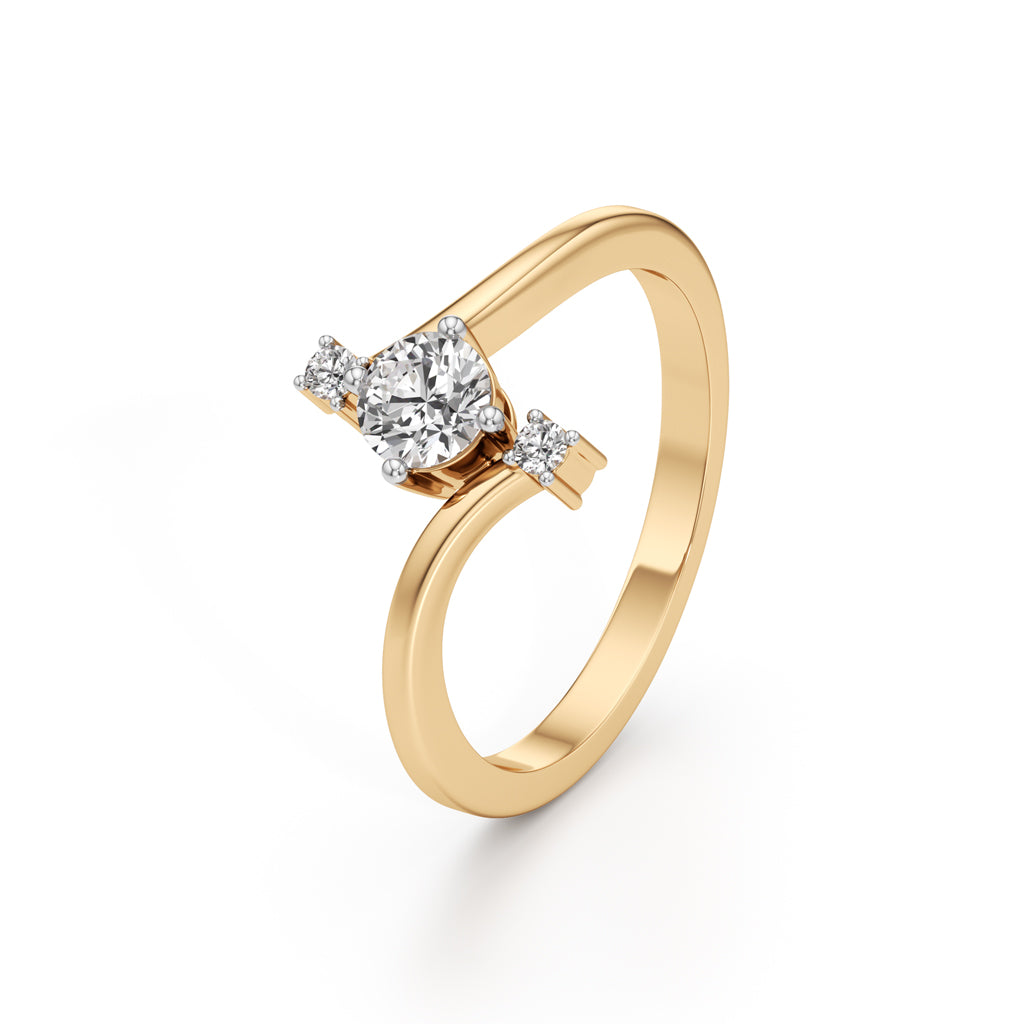 Deliraine 025Ct Bypass Round Cut Delicate Ring