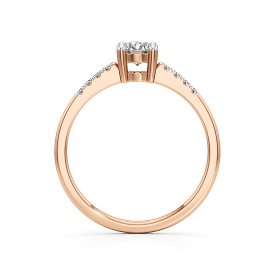 Vistara shared prong round cut side stone ring
