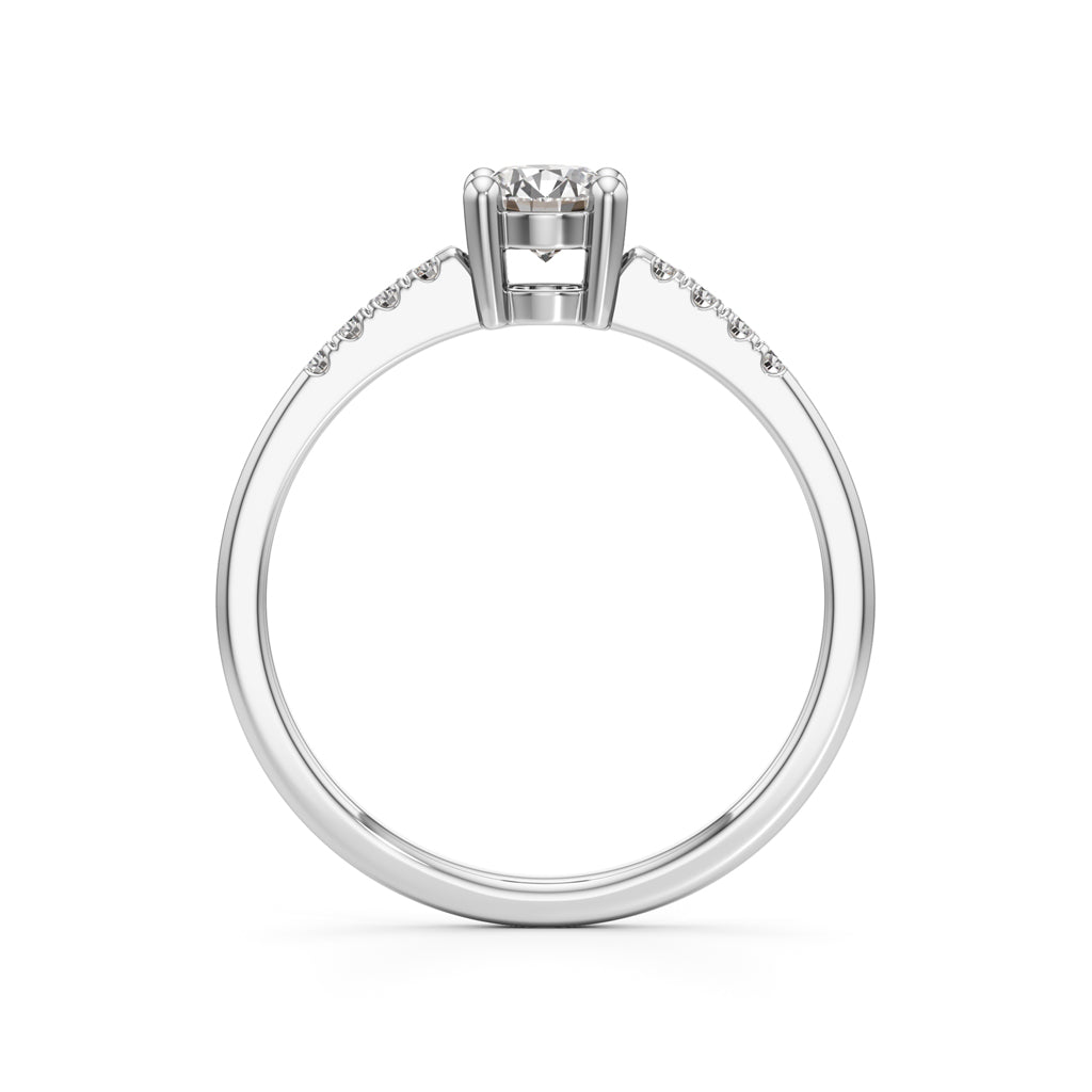 Vistara shared prong round cut side stone ring