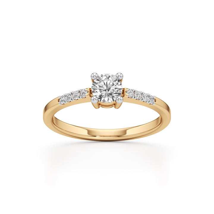Timeless  Solitaire 925 Silver  18k Gold Plated Accent Ring