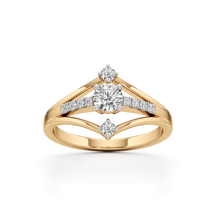 Starburst Geometric 925 Silver  18K Gold Plated Solitaire Ring
