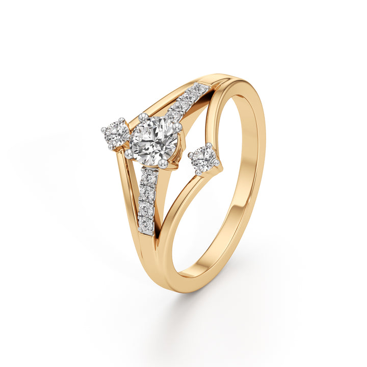 Starburst Geometric 925 Silver  18K Gold Plated Solitaire Ring