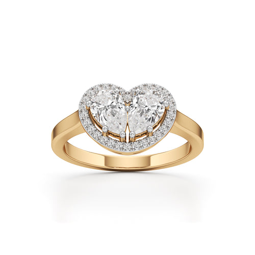 Haladira Heart Style Pear Cut Halo Ring