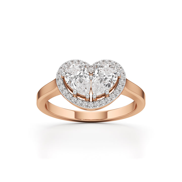Haladira Heart Style Pear Cut Halo Ring