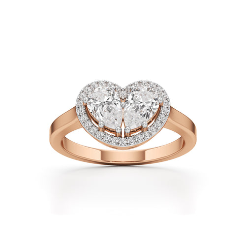 Haladira Heart Style Pear Cut Halo Ring