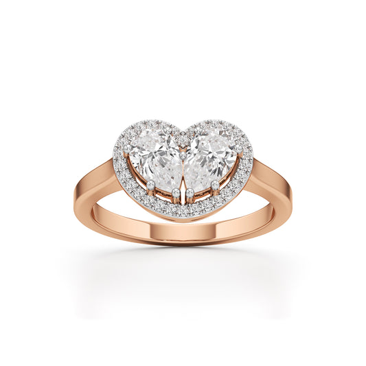 Haladira Heart Style Pear Cut Halo Ring