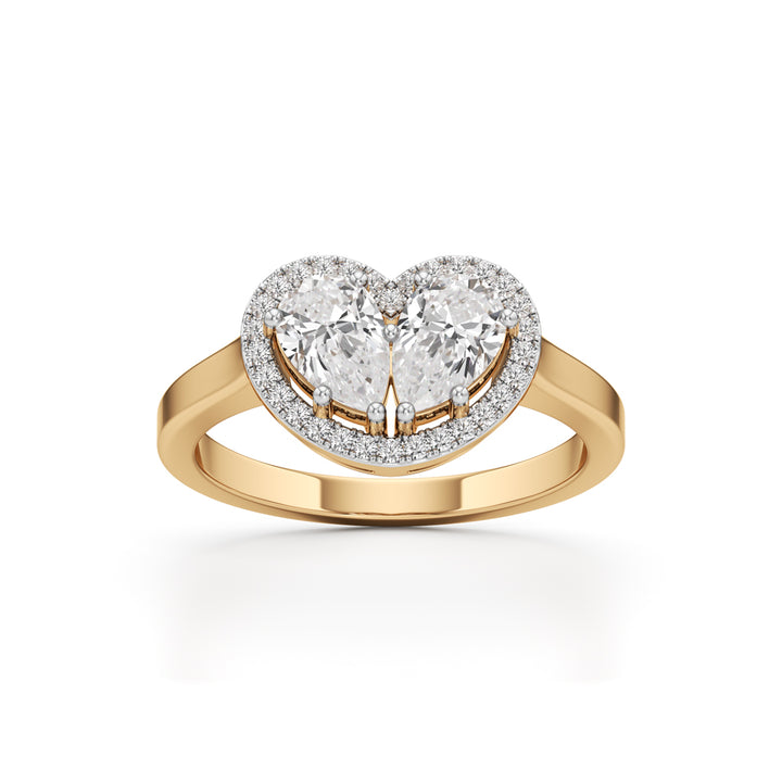 Haladira Heart Style Pear Cut Halo Ring