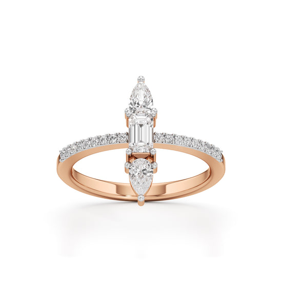 Valerion 0.75Ct Pear Sidestone Emerald Cut Ring