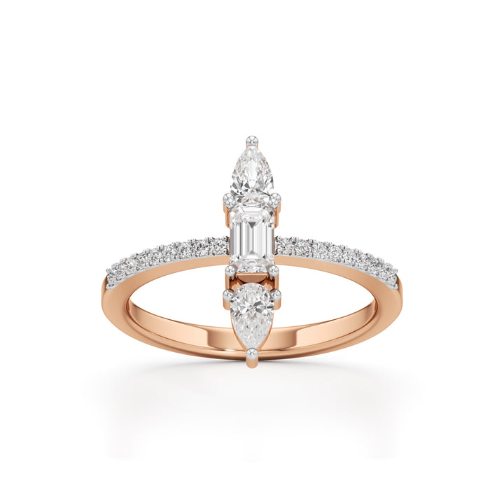 Valerion 0.75Ct Pear Sidestone Emerald Cut Ring