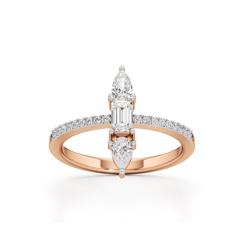Valerion 075Ct Pear Sidestone Emerald Cut Ring