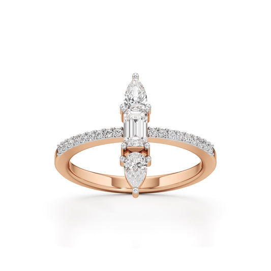 Valerion 075Ct Pear Sidestone Emerald Cut Ring