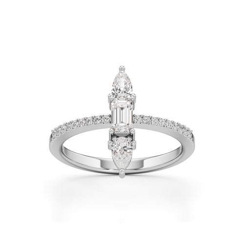 Valerion 075Ct Pear Sidestone Emerald Cut Ring