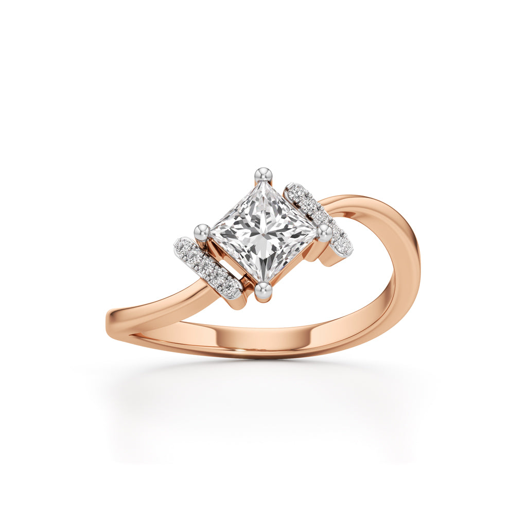Aureliax 075Ct Curve Shank Princess Cut Classic Ring