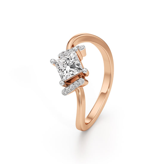 Aureliax 075Ct Curve Shank Princess Cut Classic Ring