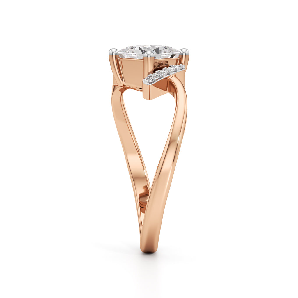 Aureliax 075Ct Curve Shank Princess Cut Classic Ring