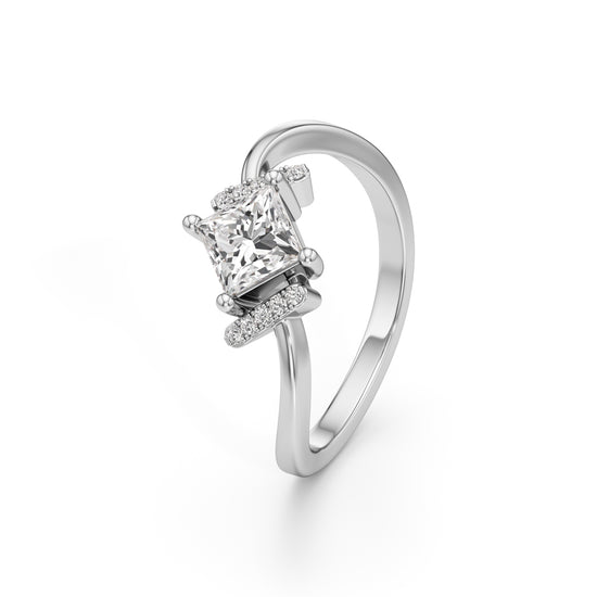 Aureliax 075Ct Curve Shank Princess Cut Classic Ring