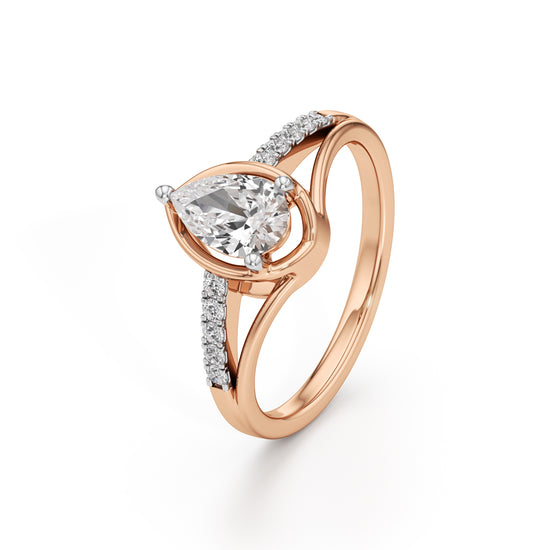 Pristalle 075Ct Four Prong Marquise Cut Classic Ring