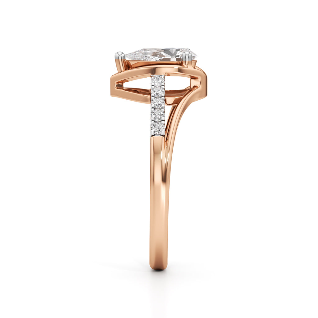 Pristalle 075Ct Four Prong Marquise Cut Classic Ring