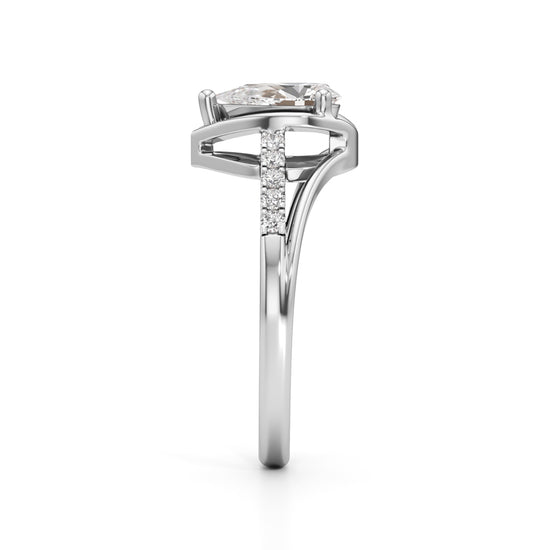 Pristalle 075Ct Four Prong Marquise Cut Classic Ring