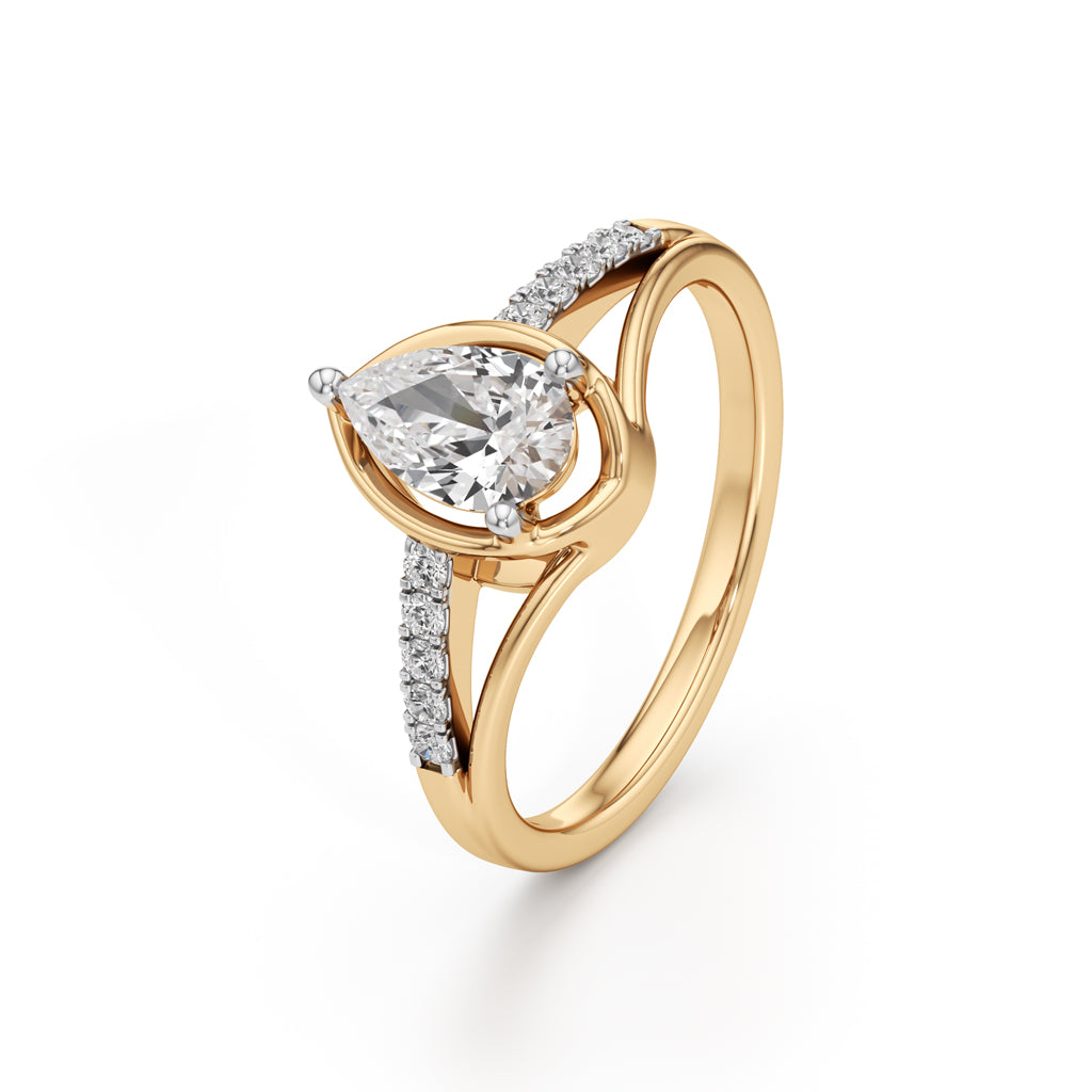 Pristalle 075Ct Four Prong Marquise Cut Classic Ring