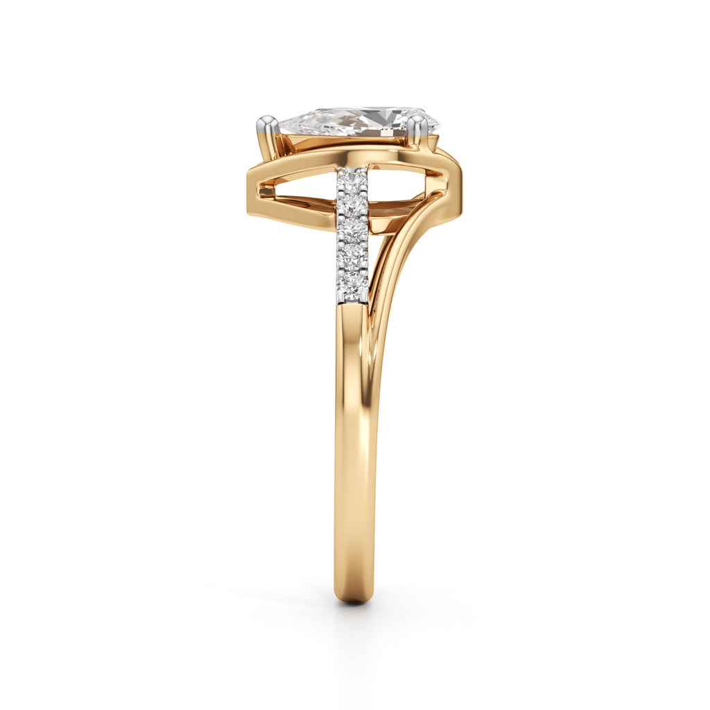 Pristalle 075Ct Four Prong Marquise Cut Classic Ring