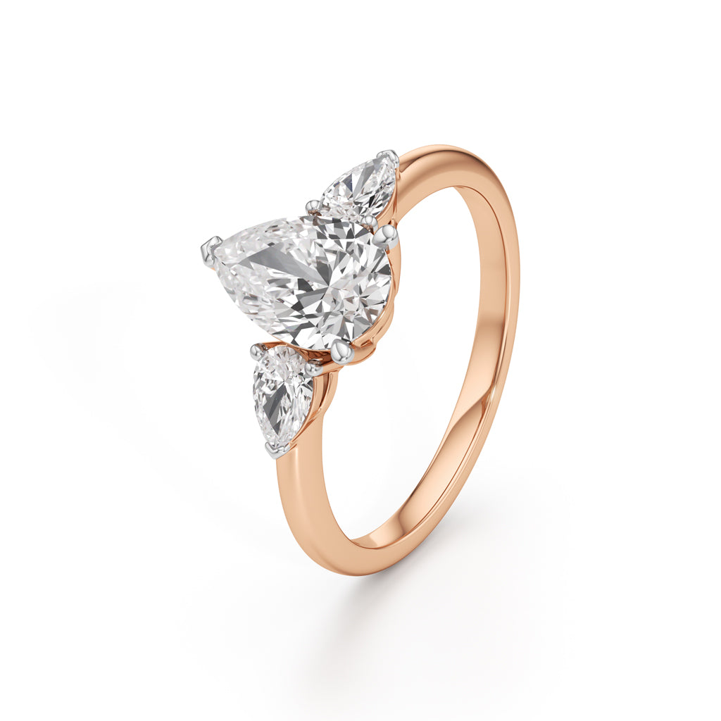 Triavaira 1Ct Pear Cut Three Stone Ring