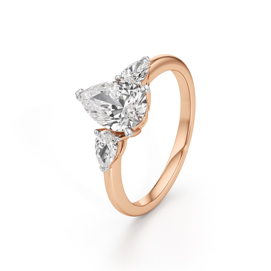 Triavaira 1Ct Pear Cut Three Stone Ring