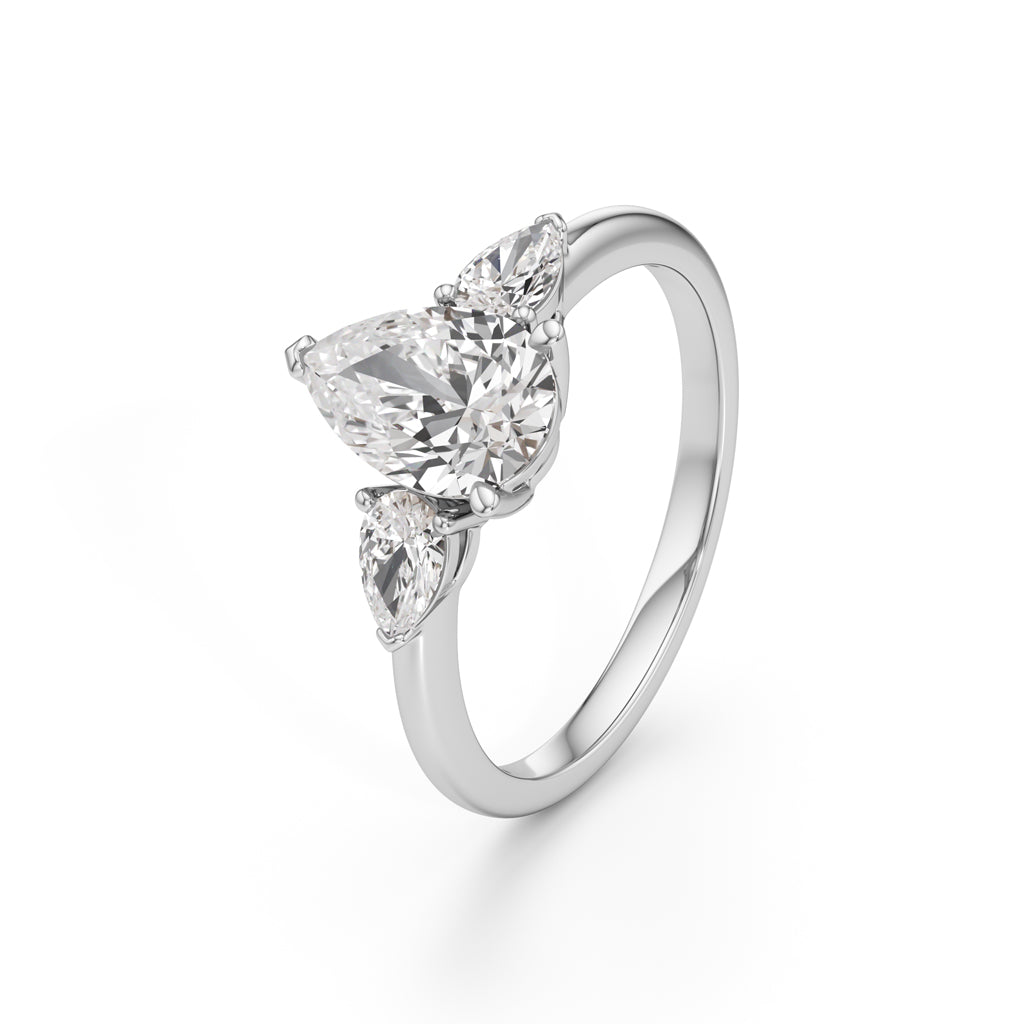 Triavaira 1Ct Pear Cut Three Stone Ring