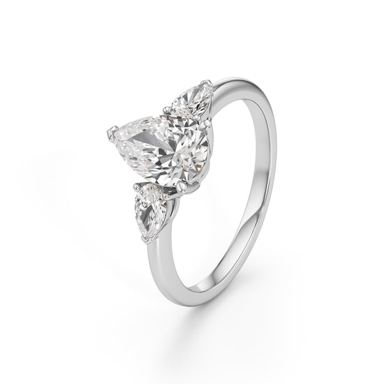 Triavaira 1Ct Pear Cut Three Stone Ring