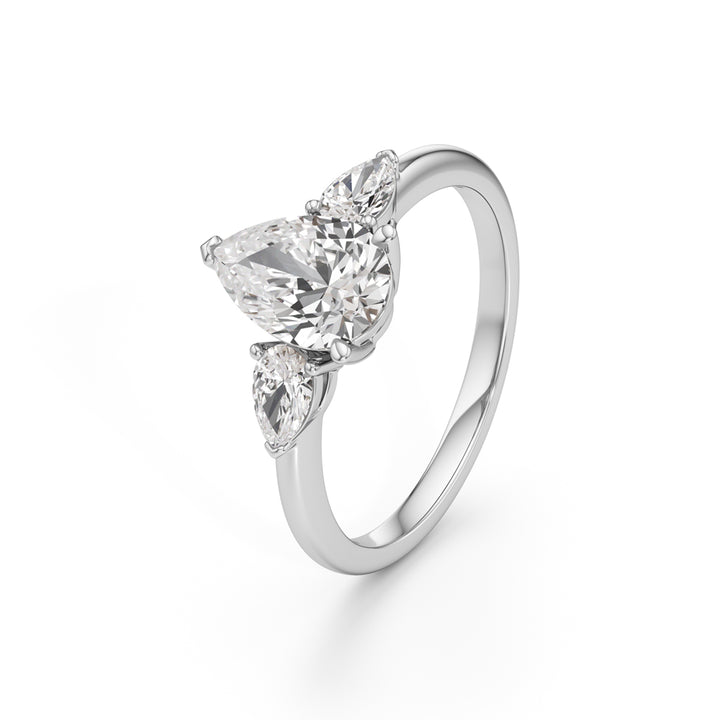 Triavaira 1Ct Pear Cut Three Stone Ring