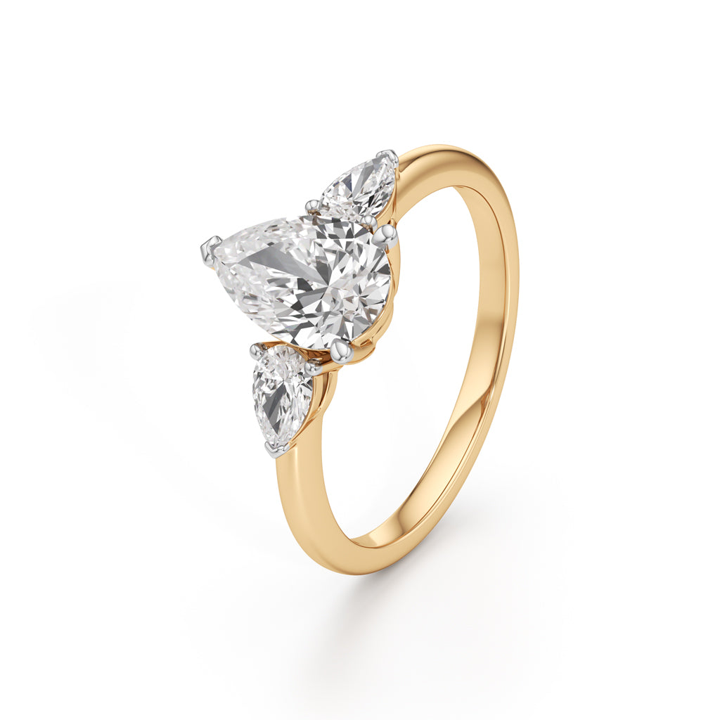 Triavaira 1Ct Pear Cut Three Stone Ring