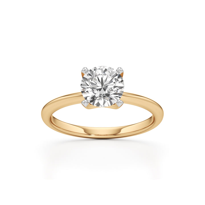 Classic  Solitaire 925 Silver 18k Gold Plated High-Setting Statement Ring