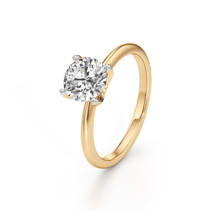 Classic  Solitaire 925 Silver 18k Gold Plated High-Setting Statement Ring