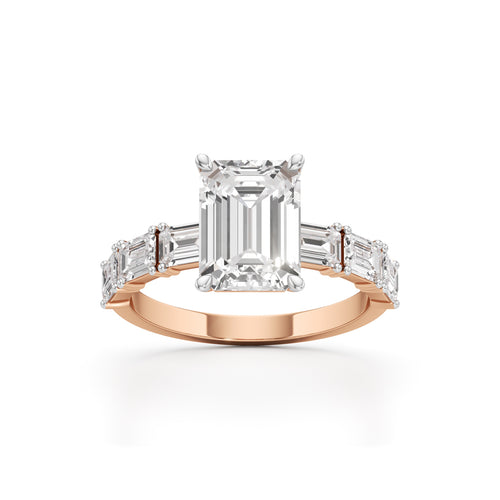 Sidenaire 4Ct Standard Emerald Cut Side Stone Ring