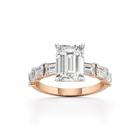 Sidenaire 4Ct Standard Emerald Cut Side Stone Ring
