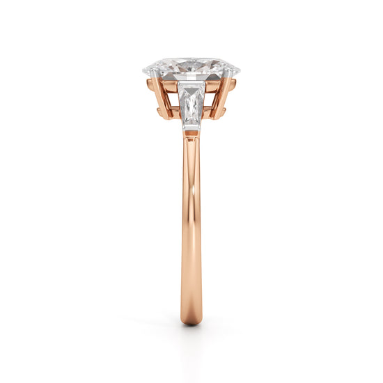Trevalon 2Ct Tapred Baguettes Oval Cut Three Stone Ring