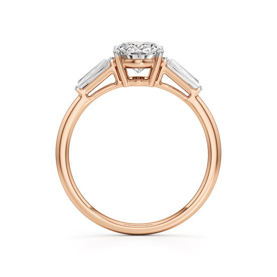 Trevalon 2Ct Tapred Baguettes Oval Cut Three Stone Ring