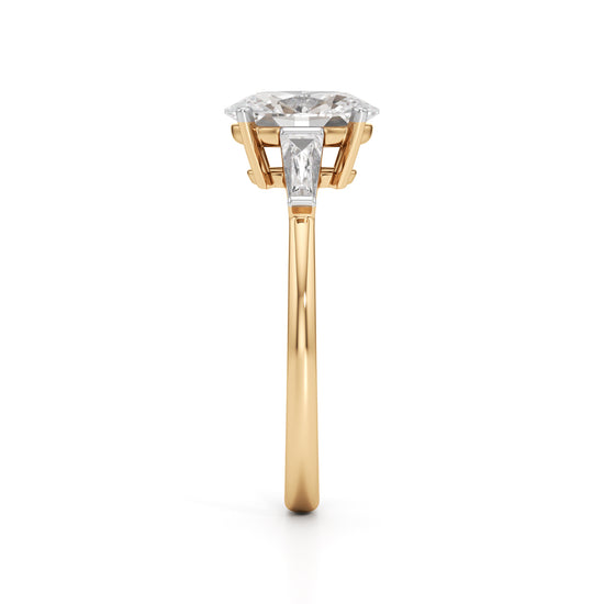 Trevalon 2Ct Tapred Baguettes Oval Cut Three Stone Ring