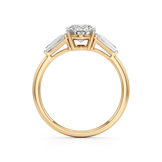 Trevalon 2Ct Tapred Baguettes Oval Cut Three Stone Ring