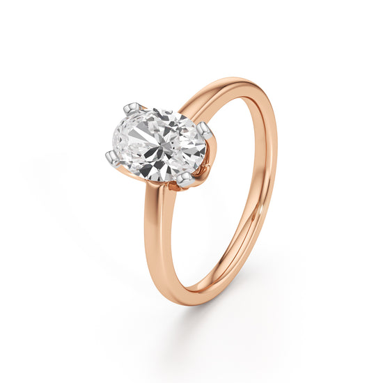 Solinaia 15Ct Four Tab Prong Oval Cut Ring