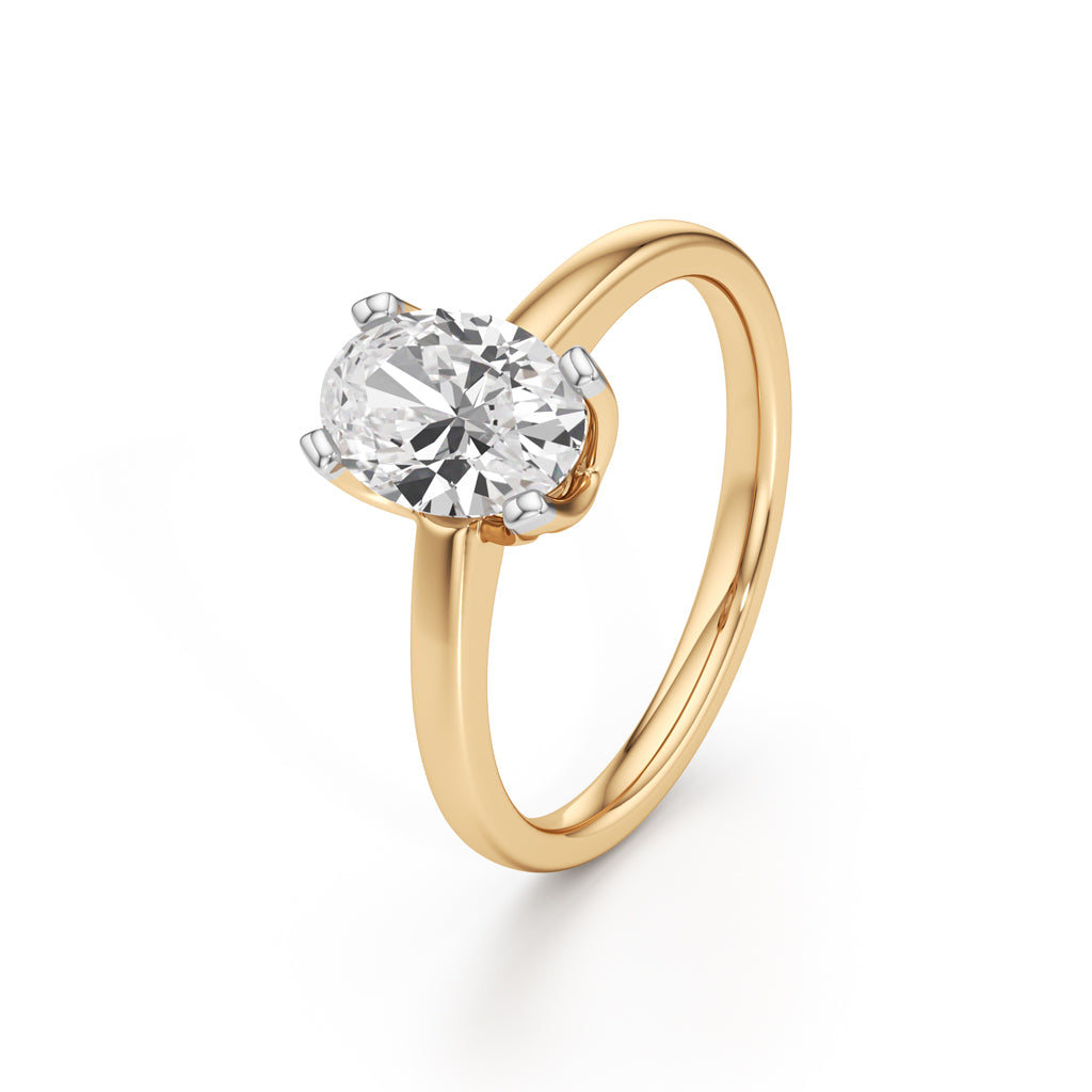 Solinaia 15Ct Four Tab Prong Oval Cut Ring